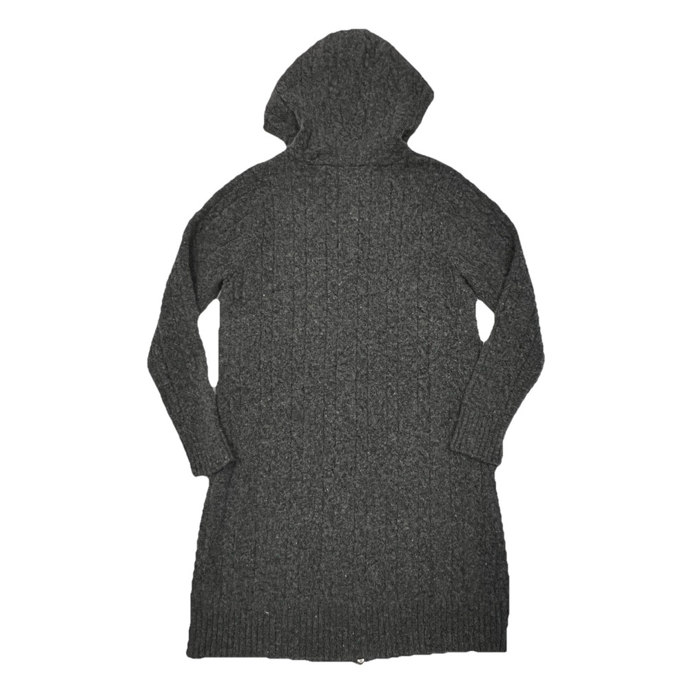 Vtg Y2K Old Navy Cable Knit Sweater Dress Wool Blend Grey Hooded Full Zip XL - Picture 6 of 10
